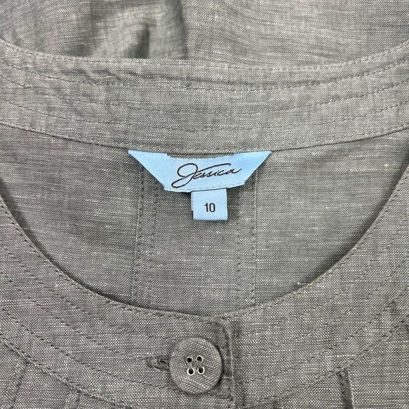 Jessica Women’s Lightweight Linen/Cotton Blazer/Jacket Sz 10 Gray Fabric Buttons - Picture 6 of 10